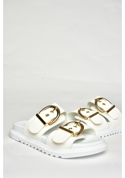 Fox Shoes U725792009 Beyaz Kadın Terlik Beyaz-suni Deri