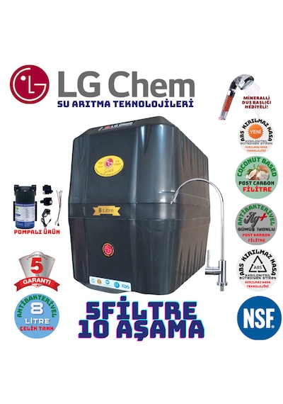 Lg Chem Cool Siyah 8lt 5fl Pompalı 10 Aşama Su Arıtma Cihazı