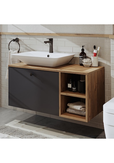 Lotus Ayaksız Lavabolu Mdf 95 Cm Çekmeceli Banyo Alt Dolabı Atlantik Çam - Antrasit Lotus Ayaksız Lavabolu Mdf 95 Cm Çekmeceli Banyo Alt Dolabı Atlantik Çam - Antrasit