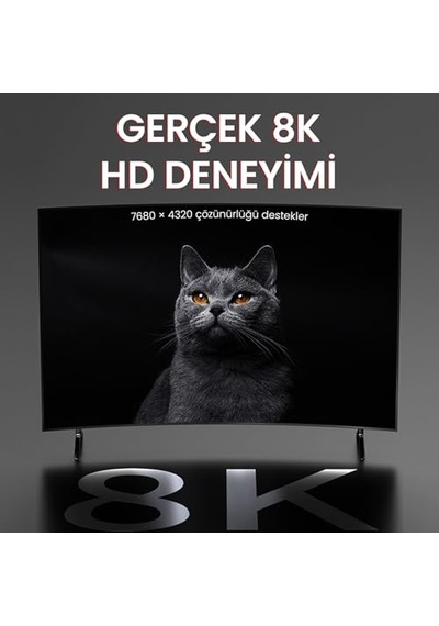8k/60hz 4k/165hz 2k/240hz Displayport 1.4 Kablo 2 Metre Genel