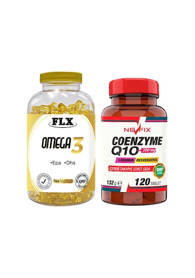 Flx Omega 3 Balık Yağı 180 Softgel & Nevfix Coenzyme Q10 200 Mg K