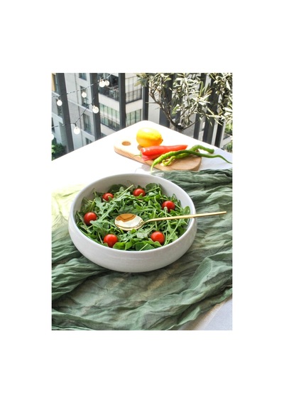 1 Adet Seramik Beyaz Salata Kasesi 24 Cm Bombeli Salata Tabağı 24x6 Cm