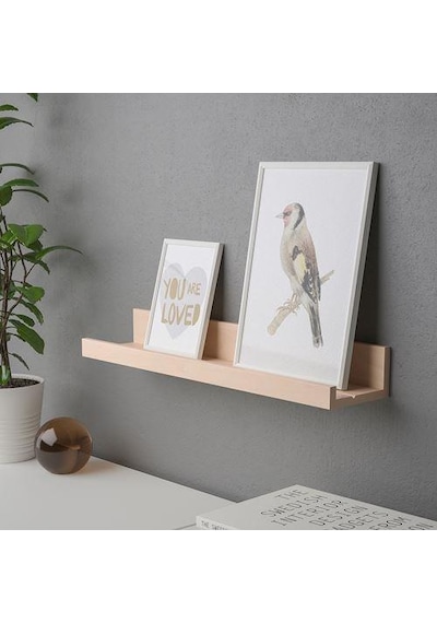 Duvar Rafı Huş Görünümlü Natürel Renk MeridyenDukkan 55 cm Çerçeve-Dekorasyon Rafı