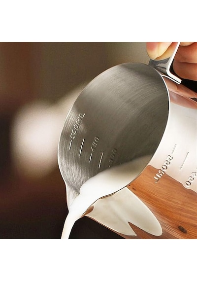 Paslanmaz Çelik Sütlük - Barista Süt Isıtıcı & Köpürtücü Latte Art Pitcher Küçük & Büyük Boy Seçenekli, Ocak Üstü Çelik Süt Potu 550 Ml