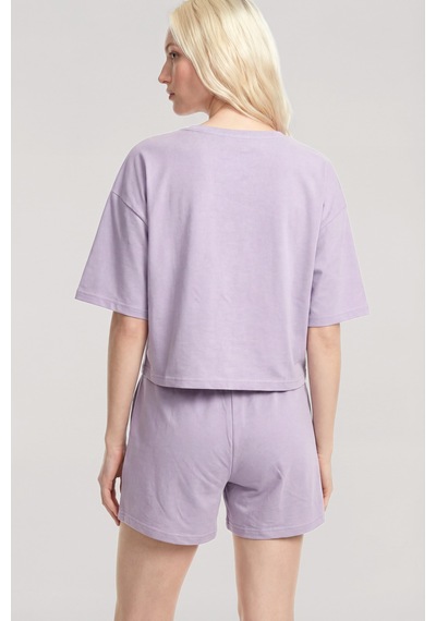 Akbeniz Kısa Kollu Şortlu Pijama Takımı Lila