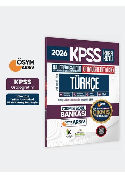2026 Fullortaöğretim Kpss Türkçe Kara Kutu ÖSYM Çıkmış Soru Bankası Son 15 Yıl (Sadece Ortaöğretim)