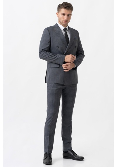 White Stone Arezzo T2004 Slim Fit 6 Drop Likralı Kruvaze Takım Elbise Desenli - 50 Antrasit White Stone Arezzo T2004 Slim Fit 6 Drop Likralı Kruvaze Takım Elbise Desenli - 50 Antrasit