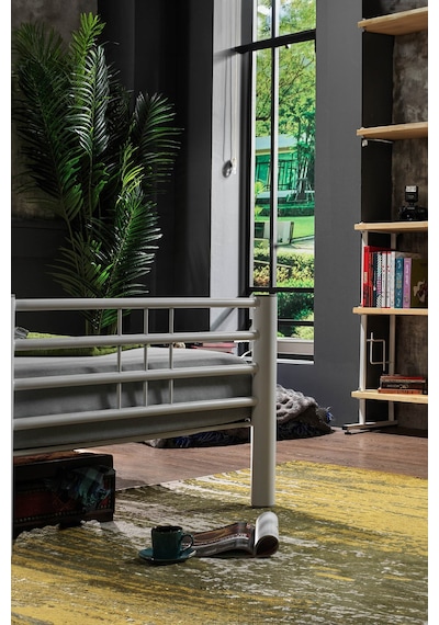 Asos Tek Kişilik Ferforje Metal Karyola-beyaz