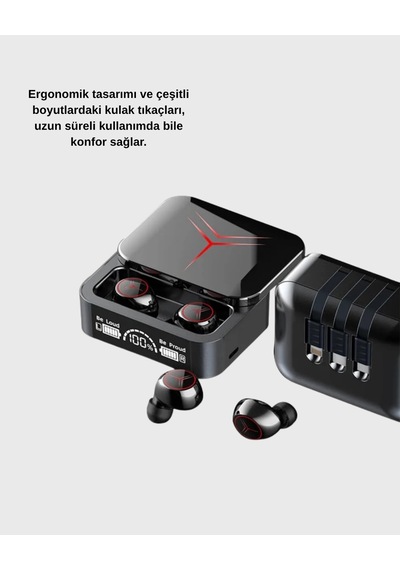 Mey İthalat Bluetooth Powerbank Kulaklık Kablosuz, Uzun Pil Ömrü, Dokunmatik Ve Yüksek Ses Kalitesi Diğer