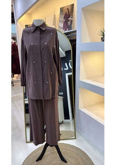 Nuss 1064 Pantolonlu Takım - Kahve