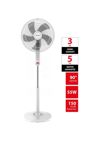 Jet Tasarımlı Beyaz 5 Kanatlı Ayaklı Vantilatör F-ase50cıs W