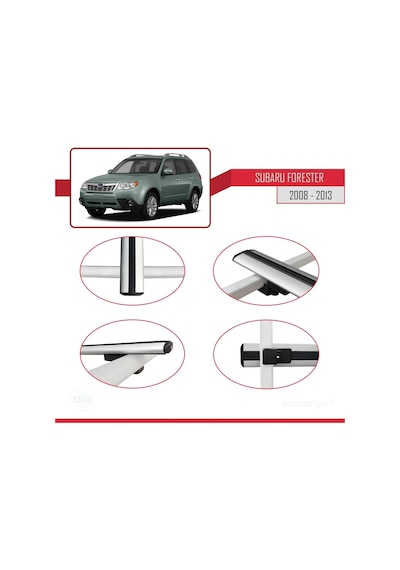 Subaru Forester 2008-2013 Arası İle Uyumlu Basic Model Ara Atkı Tavan Barı Gri 3 Adet