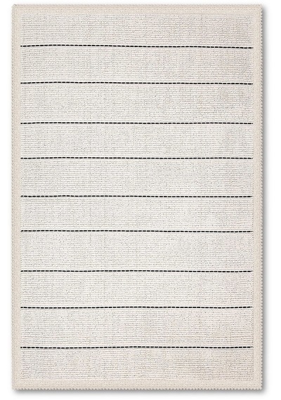 Bluenity Barı Doğal Pamuklu 2'li Banyo Kilim Seti 60x90+40x60 Cm - Ekru/siyah Çizgili Ekru