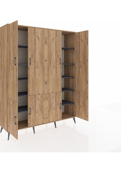 Hyperion Gardrop 10 Raflı 8 Kapaklı 176x44x221 Çam-çam/antrasit Çam/antrasit Hyperion Gardrop 10 Raflı 8 Kapaklı 176x44x221 Çam-çam/antrasit Çam/antrasit