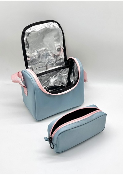 İlk Okul Çantası 3'lü Seti Unisex Çocuk İlkokul Çantası Gry-8010 Pudra-mavi Fuşya