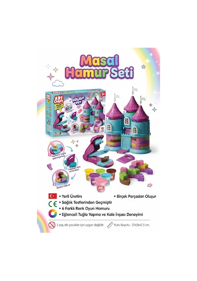 Art Craft Masal Hamur Seti 6 Renk Oyun Hamuru Ve Şato Kale Yapım Seti Eğitici Oyuncak 3+ Yaş Çok Renkli