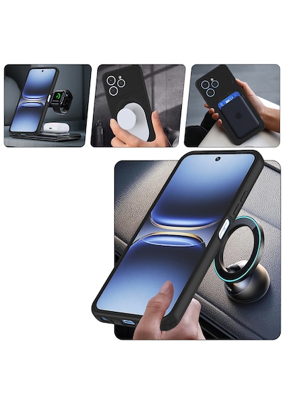 Tecno Spark 40 Kılıf Standlı Yüzüklü Halkalı Yumuşak Silikon M-safe Şarj Özellikli Premium Kapak Lacivert