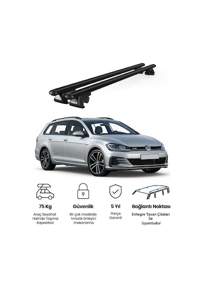 Volkswagen Jetta Variant 2008 Ve Sonrası Uyumlu Siyah Ara Atkı Port Bagaj Tavan Barı