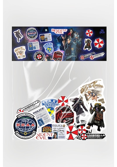 Resident Evil Umbrella Corp Temalı Sticker Paketi 14 Parça Kaliteli Su Geçirmez Laptop Etiket Seti Diğer