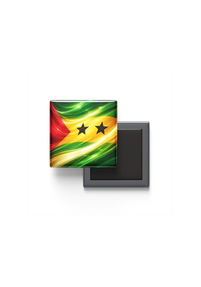 9x9 Cm Buzdolap Magnetleri - Sao Tome Ve Principe Bayrağı Ve Türk Bayrağı - 2'li Set Magneti