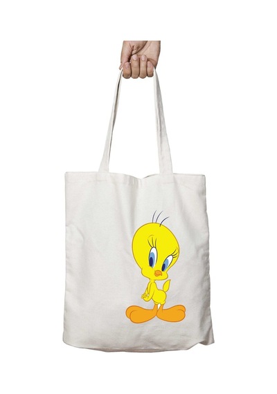 Art Hediye Tweety Bird İki Taraf Kalıcı Yıkanabilir Okul Plaj Omuz Bez Çanta Çok Renkli