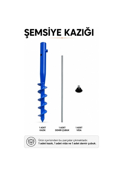 Şemsiye Sabitleme Kazığı Mavi Renk 46 Cm
