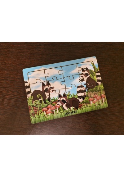 Rakunlar 16 Parça Eğitici Öğretici Ahşap Çocuk Puzzle Yapboz Bebek Çocuk Oyuncak