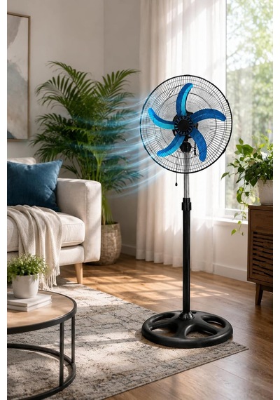 Sanayi Tipi 80w Güçlü Vantilatör 56cm Isı Yalıtımlı Motor 5 Pervaneli Mpıa Ev Ofis Ayaklı Fan
