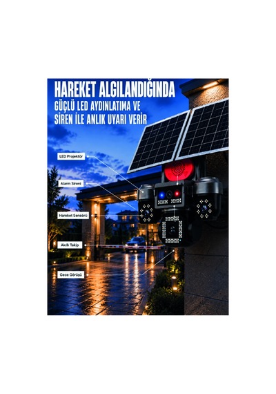 Astraltech 4 Kameralı 4g Sım Kart Destekli Güneş Enerjili Akıllı Güvenlik Kamerası