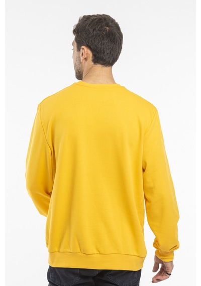 Erkek Bisiklet Yaka Rahat Kalıp 3 İplik İçi Polarlı Kalın Sweatshirt Spr25sw36 Hardal