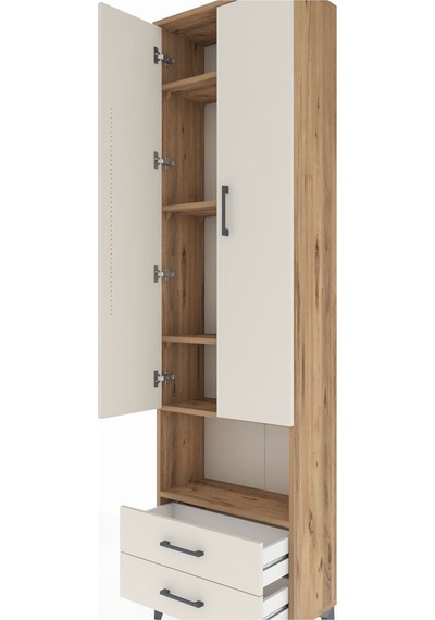 Arges Dolap 5 Raflı 2 Çekmeceli 2 Kapaklı 60x30x221 Çam-aytaşı Çam