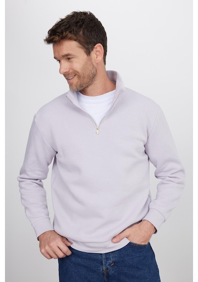 Tudors Unisex Relax Fit Rahat Kesim Pamuklu İçi Polarlı Yarım Fermuarlı Lila Dik Yaka Sweatshirt-35173 Lila Tudors Unisex Relax Fit Rahat Kesim Pamuklu İçi Polarlı Yarım Fermuarlı Lila Dik Yaka Sweatshirt-35173 Lila