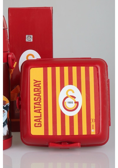 "dekomus Cep Defteri Hediyeli" Yeni Sezon Lisanslı Galatasaray Leon Askılı 500 Ml Çelik Matara Ve Çizgili Beslenme Kabı Seti Ahşap