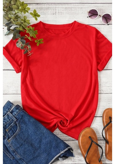 Unisex Panda Baskılı Kısa Kol T-shirt Kırmızı