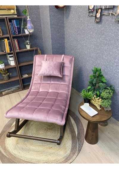 Asedia Asedia Miskin Ceviz Pembe Sallanan Sandalye Dinlenme Koltuğu