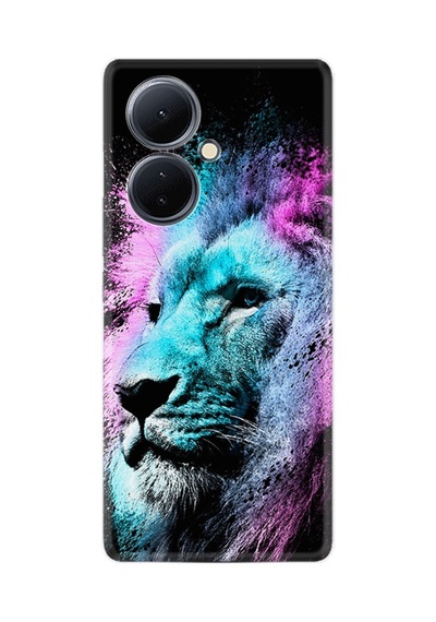 Vivo V29 Lite Kılıf Silikon Desen Özel Seri Pink Blue Leon 1603