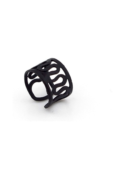 Mat Siyah Renkli Earcuff Kikirdak Küpe Sarmal Desenli Ex085 Siyah
