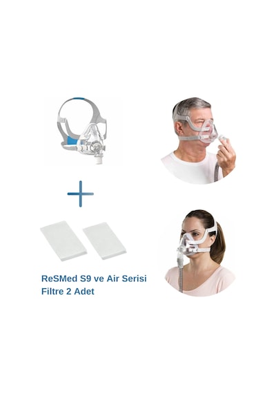 ResMed AirFit F20 Tam Yüz CPAP Maskesi M + ResMed S9 ve AirSerisi Filtre 2’li