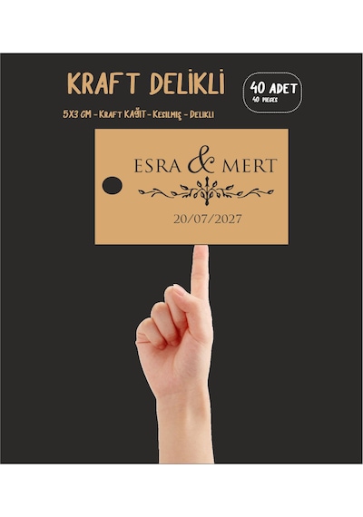 Kraft Delikli Etiket 5x3 Cm 40 Adet