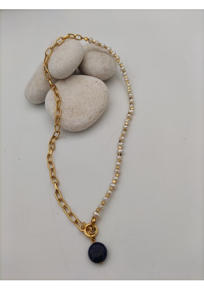 Stoneage Inci Ve Lapis Lazuli Taşlarından Şifa Kolyesi Mavi