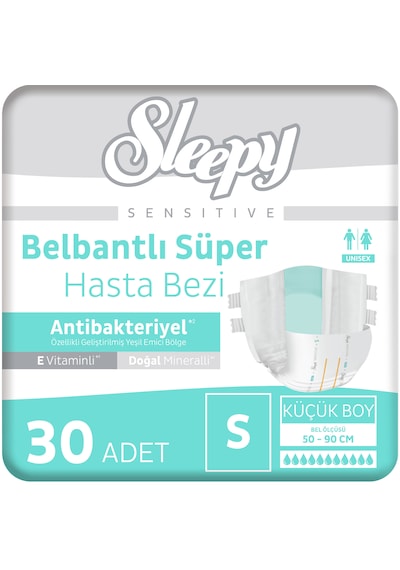 Sleepy Sensitive Antibakteriyel Süper Yetişkin Hasta Bezi Small 30 Adet S