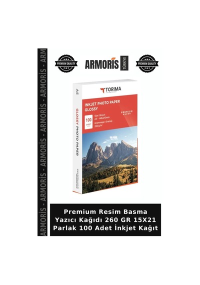 Premium Resim Basma Yazıcı Kağıdı 260 Gr 15x21 Parlak 100 Adet İnkjet Kağıt