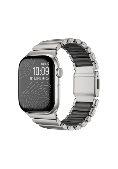 Watch 10 46mm Kordon Krd-151 Metal Silikon Kordon Gümüş-siyah