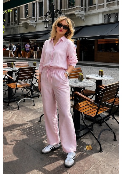 Seeh Pembe Uzun Kollu %100 Pamuk Müslim Gömlek Takım Sh365 Regular