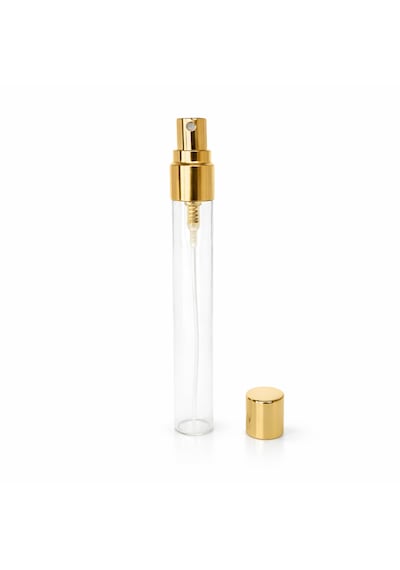50 Adet Boş Cam Parfüm Şişe, 10 Ml, Vidalı, Şeffaf, Gold-silver Metal Valf Ve Kapaklı