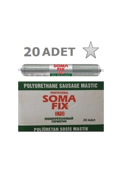 20 Adet 600 Ml Somafix Gri Poliüretan Mastik Sosis Dış Cephe Pu Gri