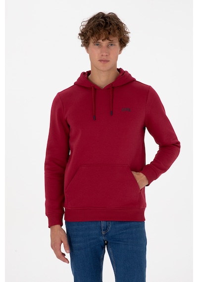 U.S. Polo Assn. Erkek Regular Fit Kapüşonlu Şardonlu Koyu Frambuaz Basic Sweatshirt 50315582-VR104