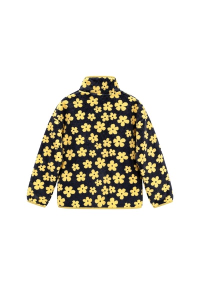 Vadon 1061 Kadın Papatya Desenli Yandan Cepli Fermuarlı Polar Sweatshirt Antrasit