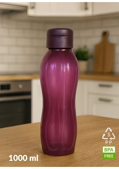 2 Li Su Şişesi Seti 1000 Ml Matara, Bpa Free, Ev-iş-spor İçin Siyah-mürdüm Pp-5 Siyah - Mor