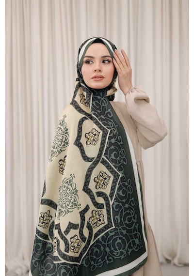 Mimiyum Rüveyda Premium Soft Şal Haki Bej Çok Renkli